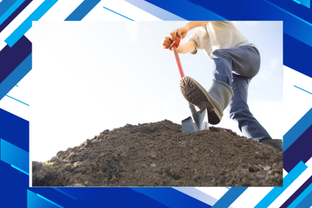 Image of a person digging with a shovel in the dirt