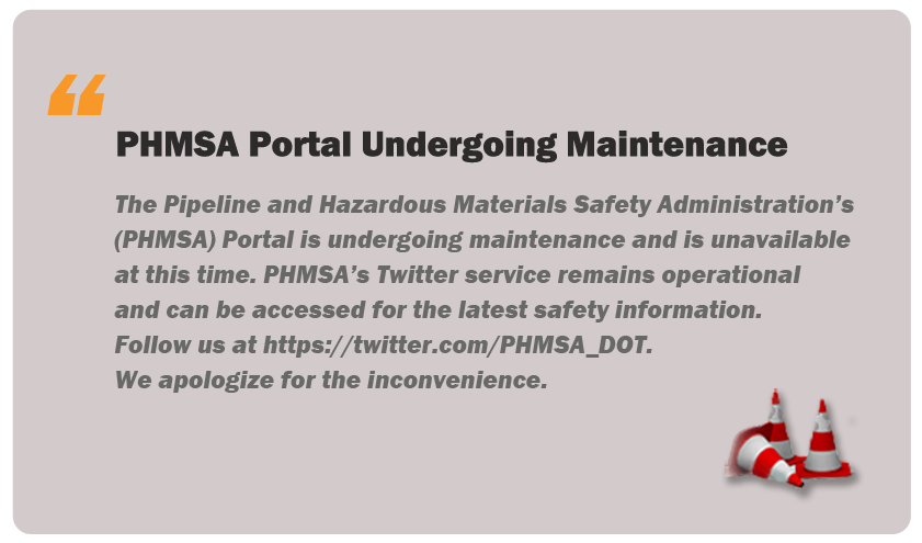 PHMSA Portal Undergoing Maintenance