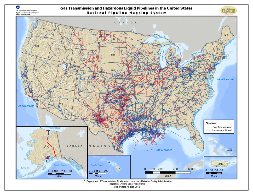 Gas Transmission and Hazardous Liquid Pipelines in the U.S. PHMSA