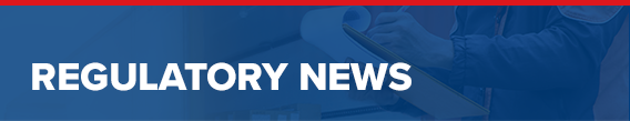 Image of a person holding a clipboard with the words Regulatory News overlaid.