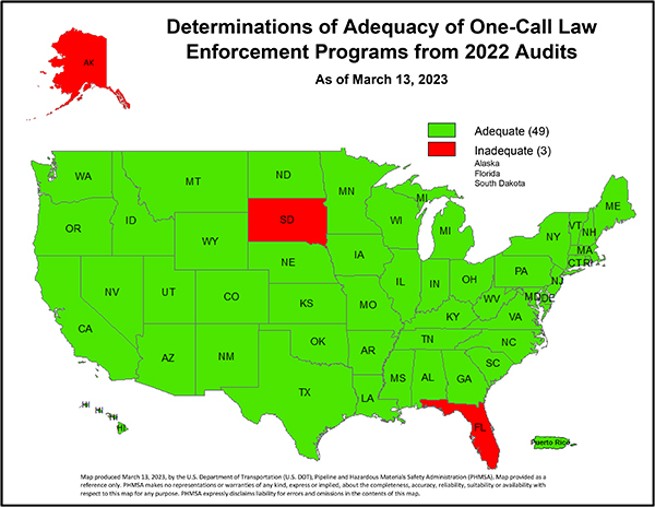 Determinations of Adequacy of One-Call Law Enforcement Programs